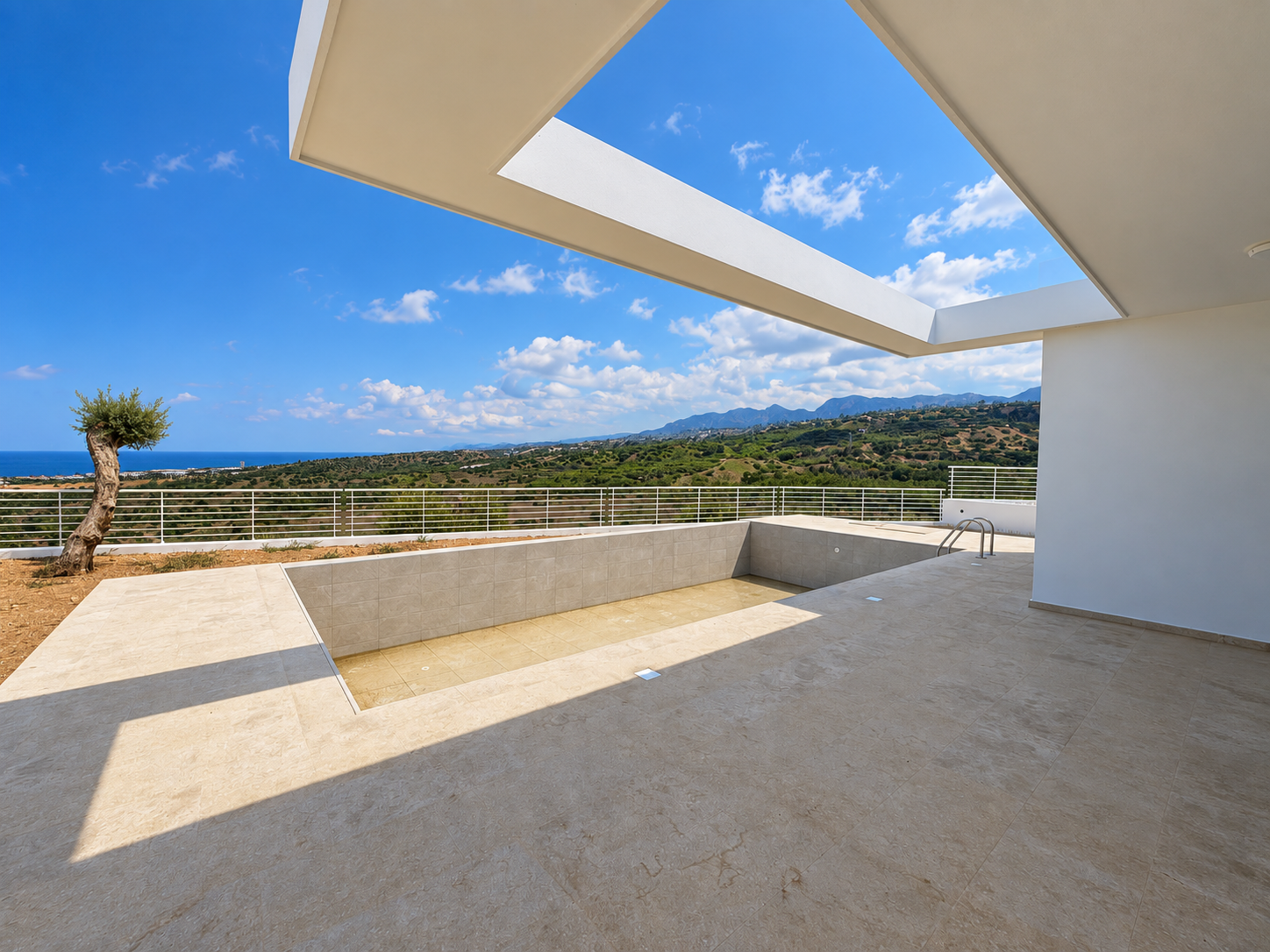 Heaven’s Hill Bungalow 1 living room with Mediterranean sea and forest views
