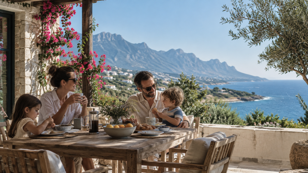 Family enjoying Mediterranean life in Northern Cyprus
