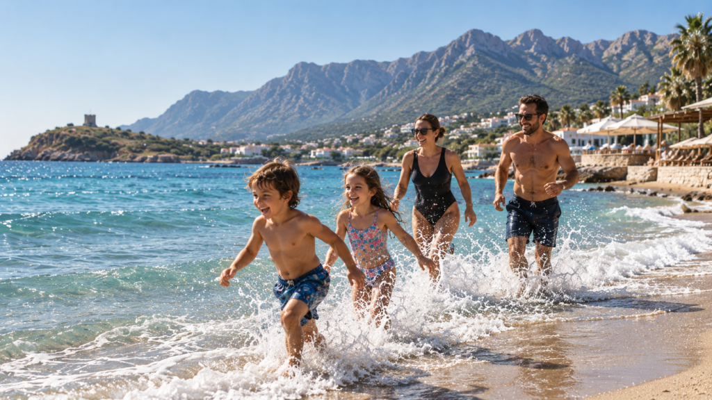 Family enjoying a beach day in Northern Cyprus