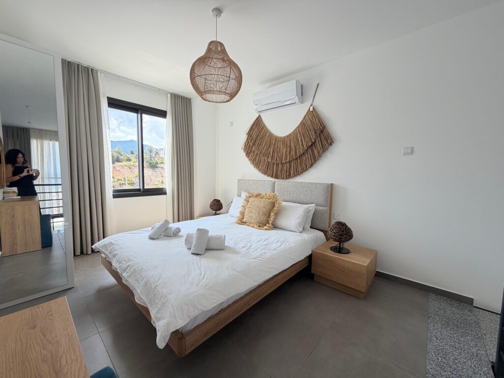 Bedroom inside Rose B10 1-bedroom residence in Sun Valley, North Cyprus