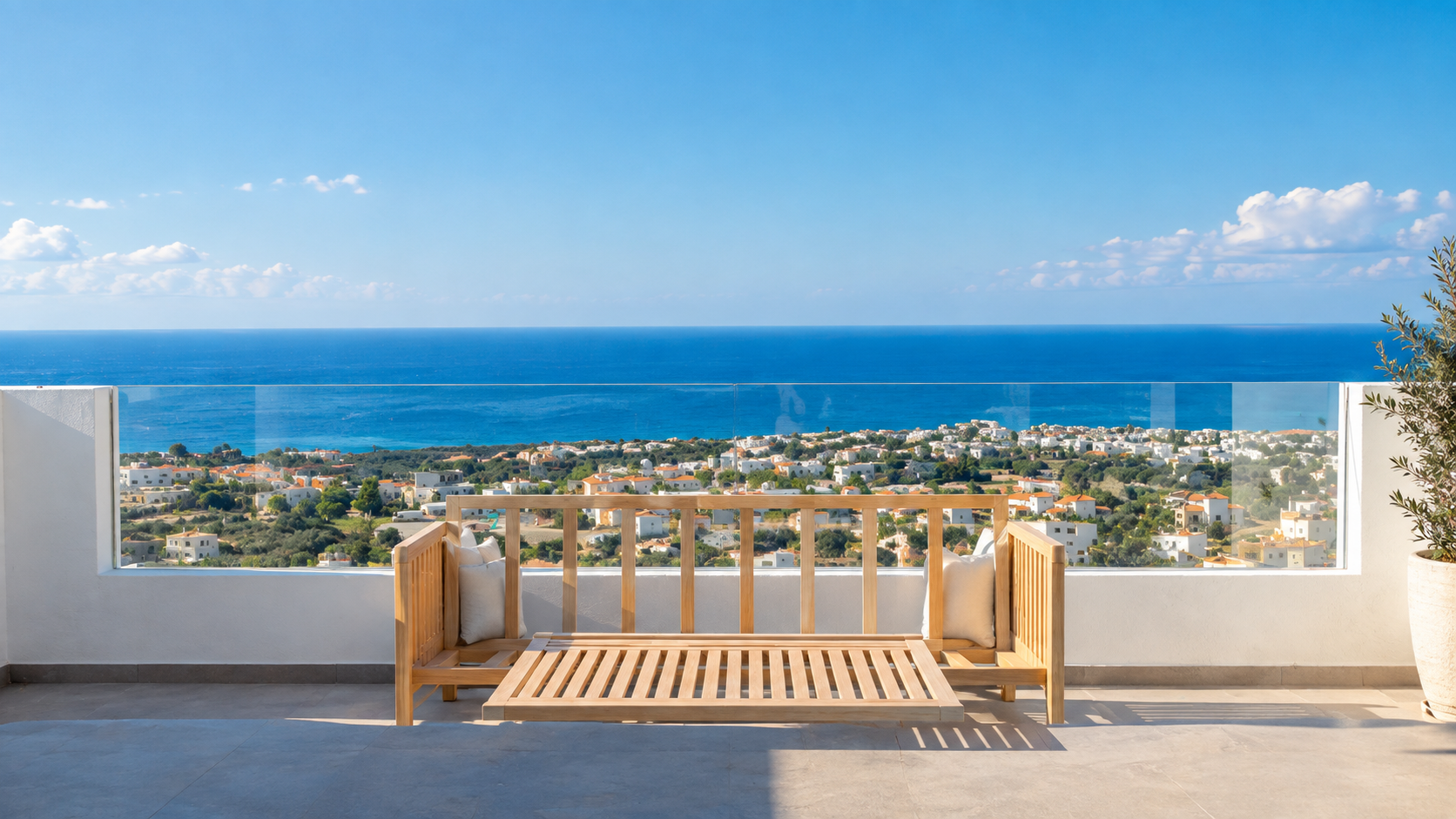 Private sea-view balcony at Rose B10 overlooking the Mediterranean