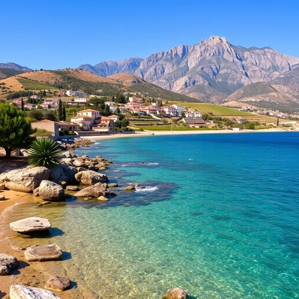 Mediterranean coast and Five Finger Mountains in Northern Cyprus